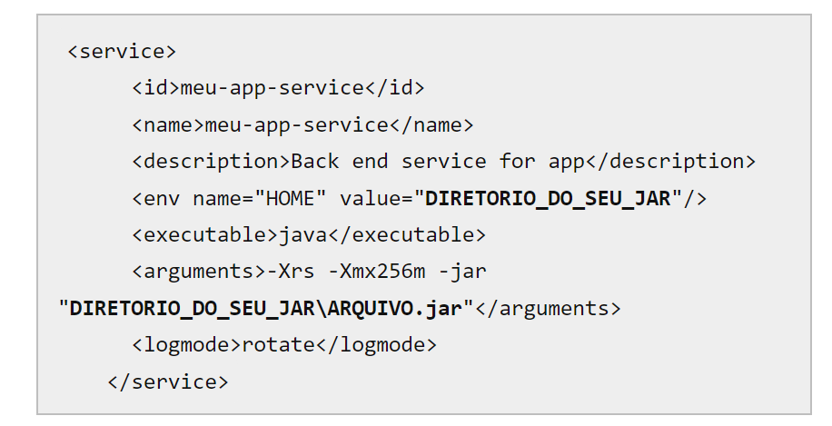 Configuração XML