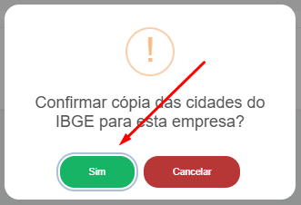Confirmar cópia das cidades do IBGE